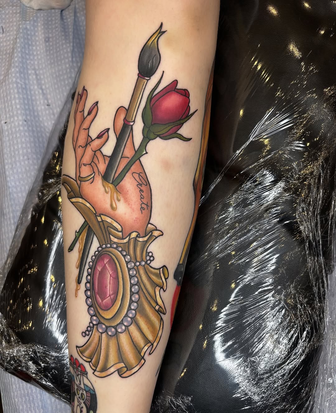 Tattoo by @crystal_rose_art_ β neo_traditional, lettering_script