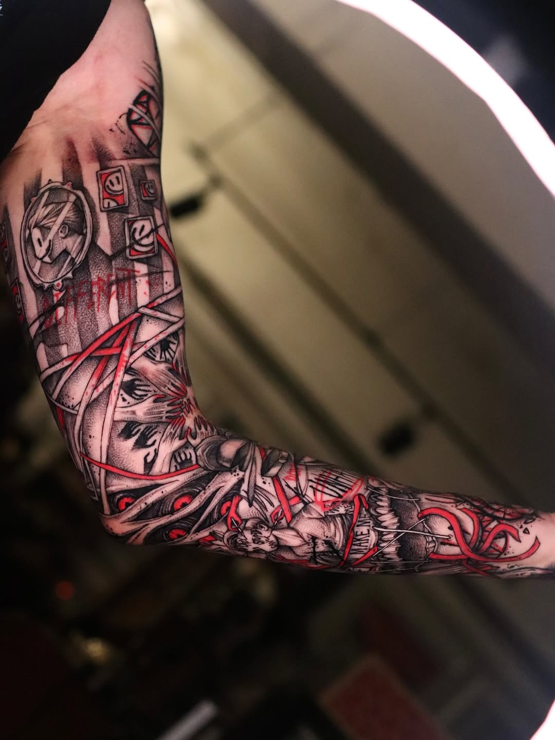 Tattoo by @tattooist_twoface — trash_polka, black_and_grey