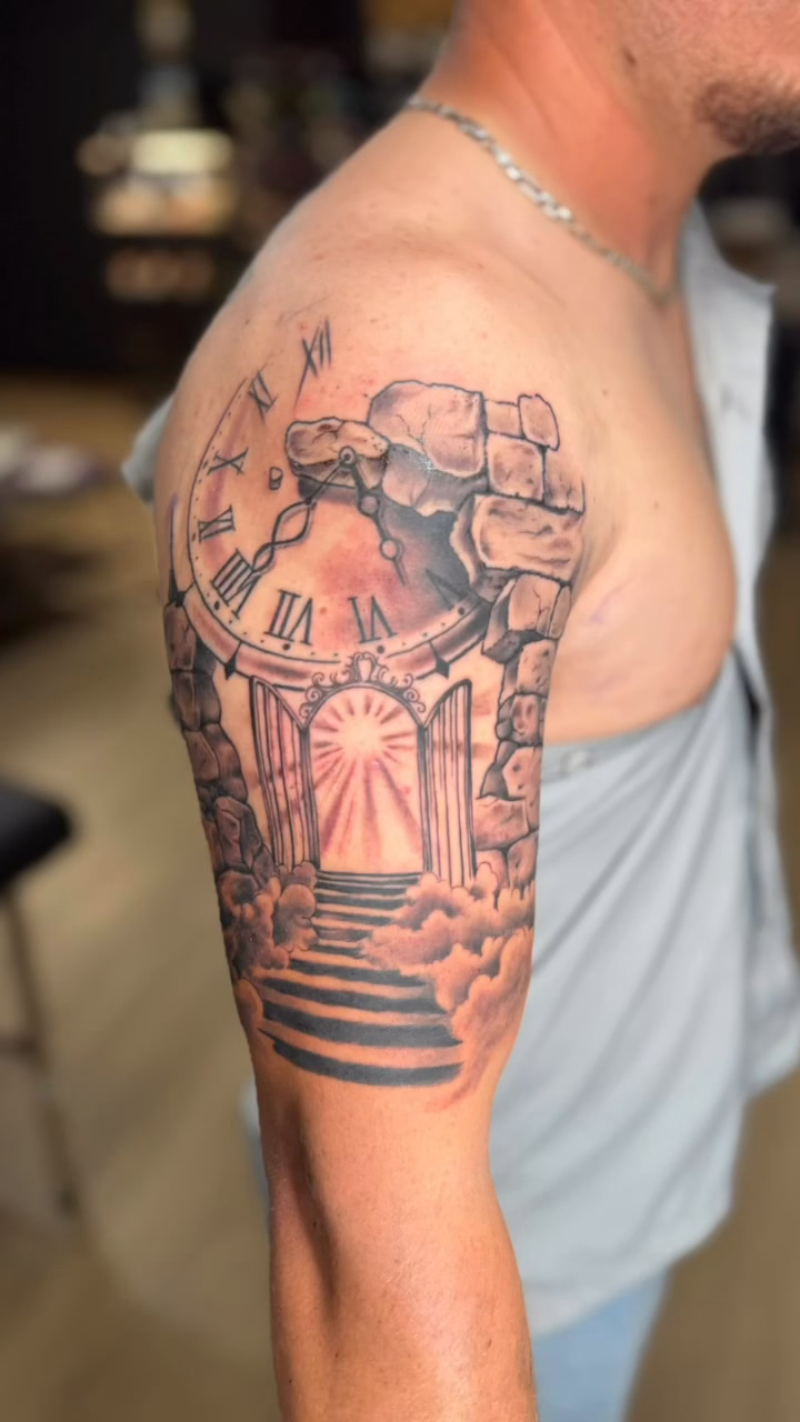 Tattoo by @tattman9000 — realism, black_and_grey