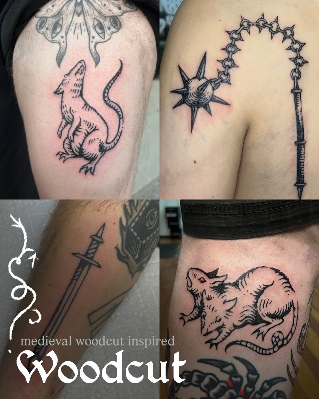 Tattoo by @elvensigils — illustrative, blackwork