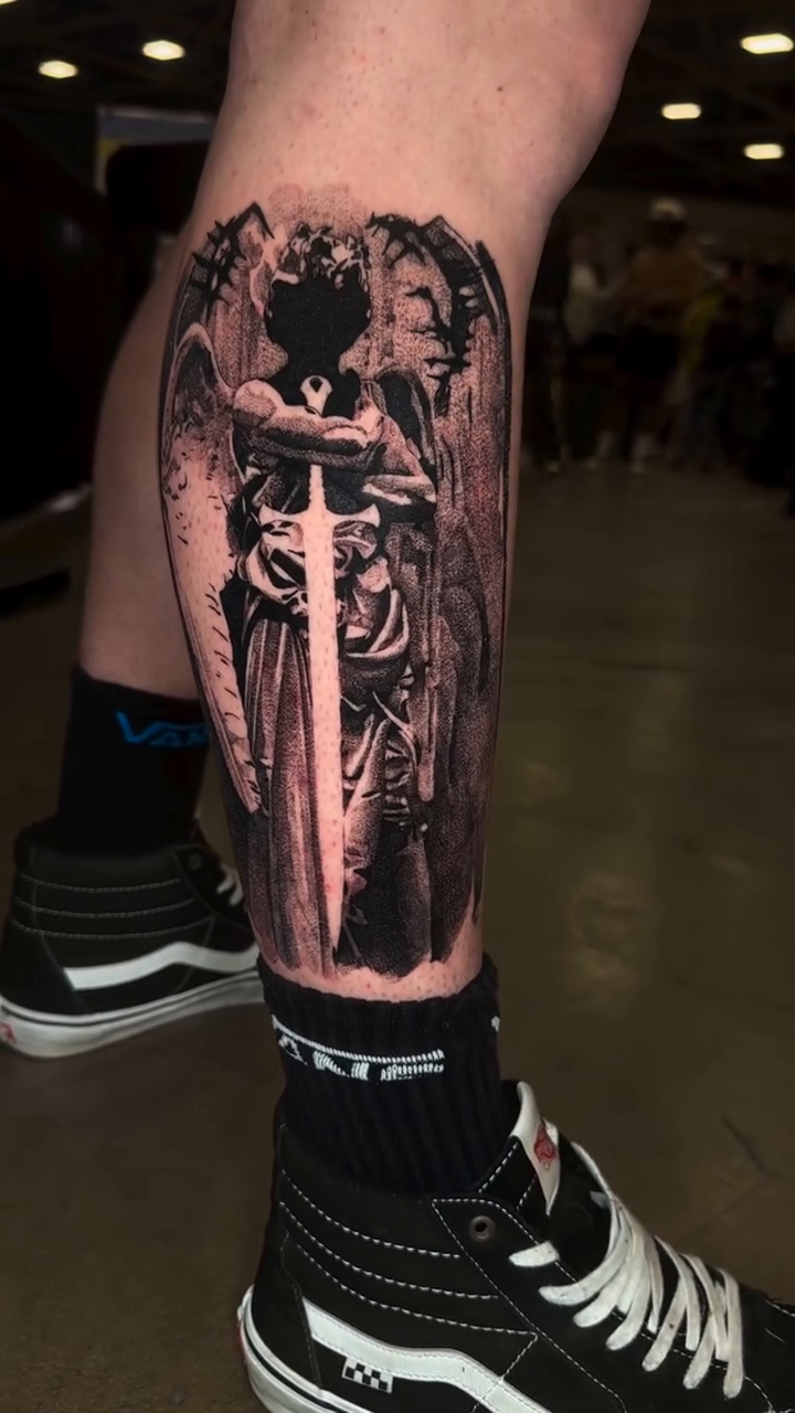 Tattoo by @blxck.edout — dark_realism, black_and_grey