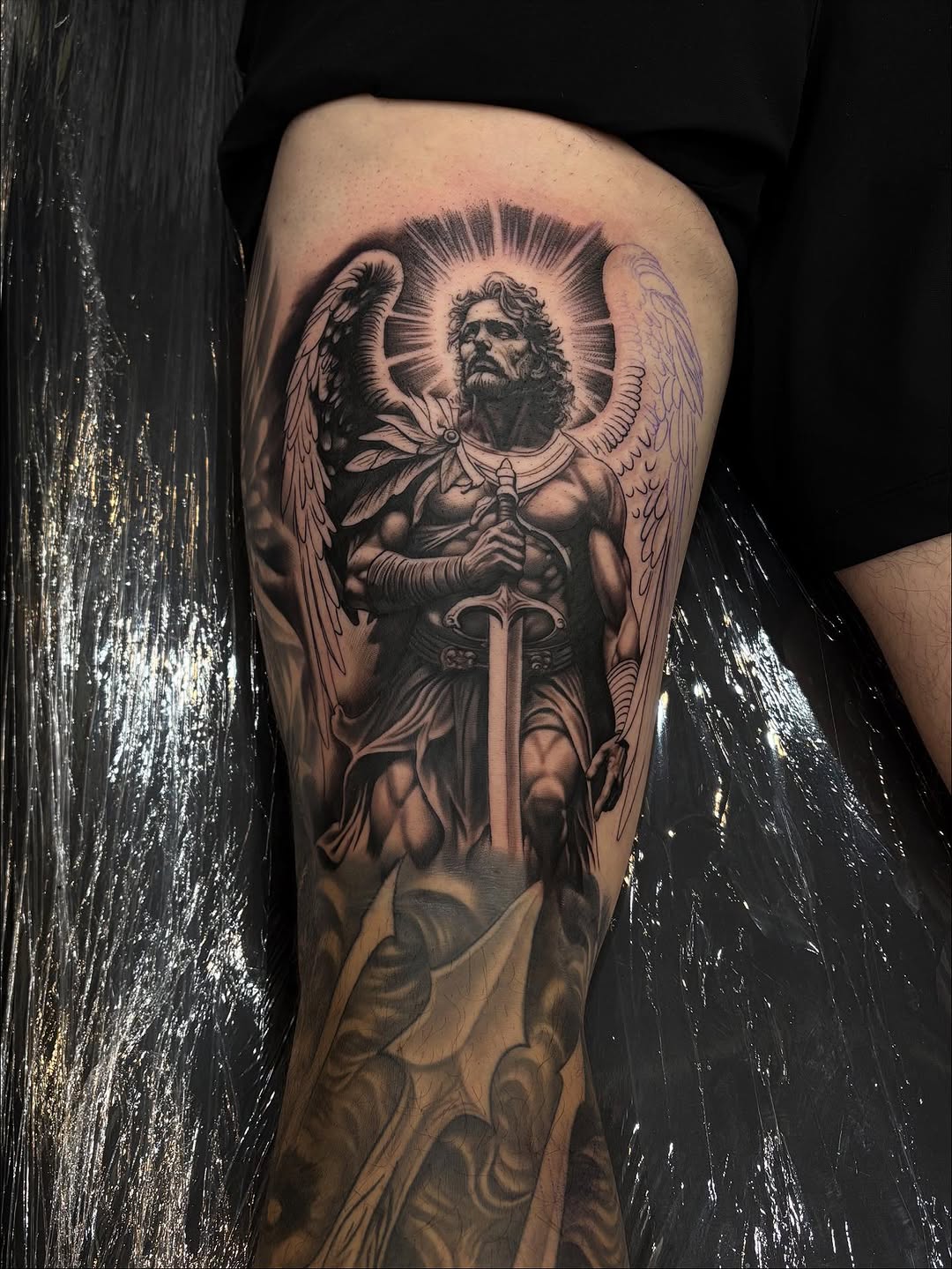 Tattoo by @bradbodenbendertattoos — realism, black_and_grey