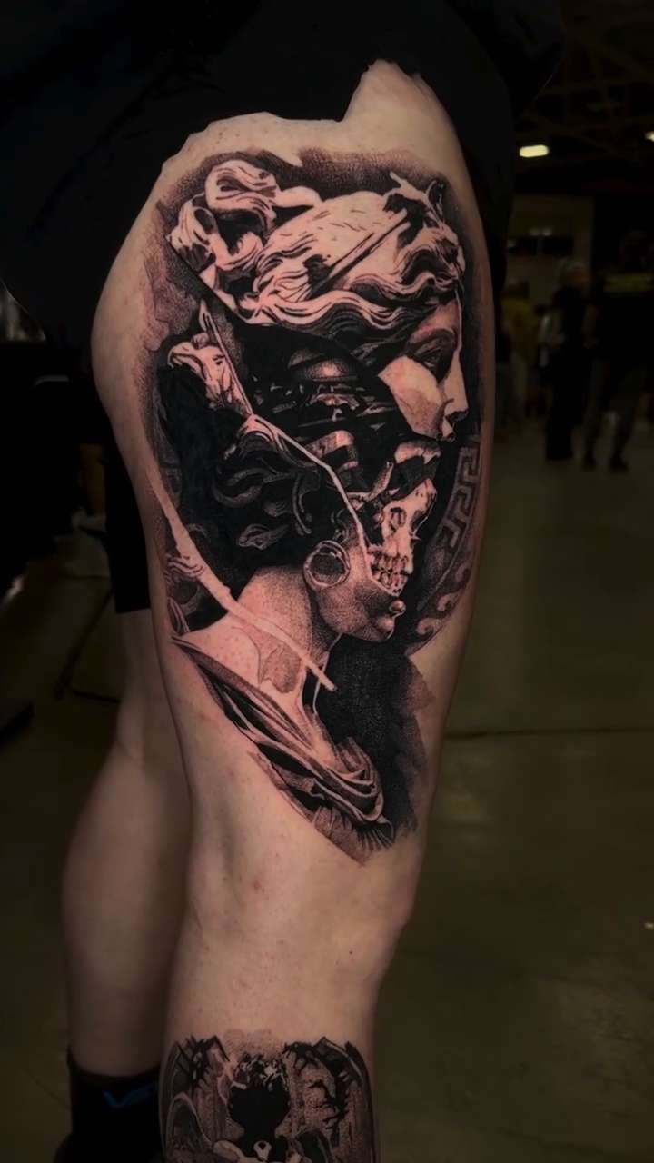 Tattoo by @blxck.edout — realism, black_and_grey