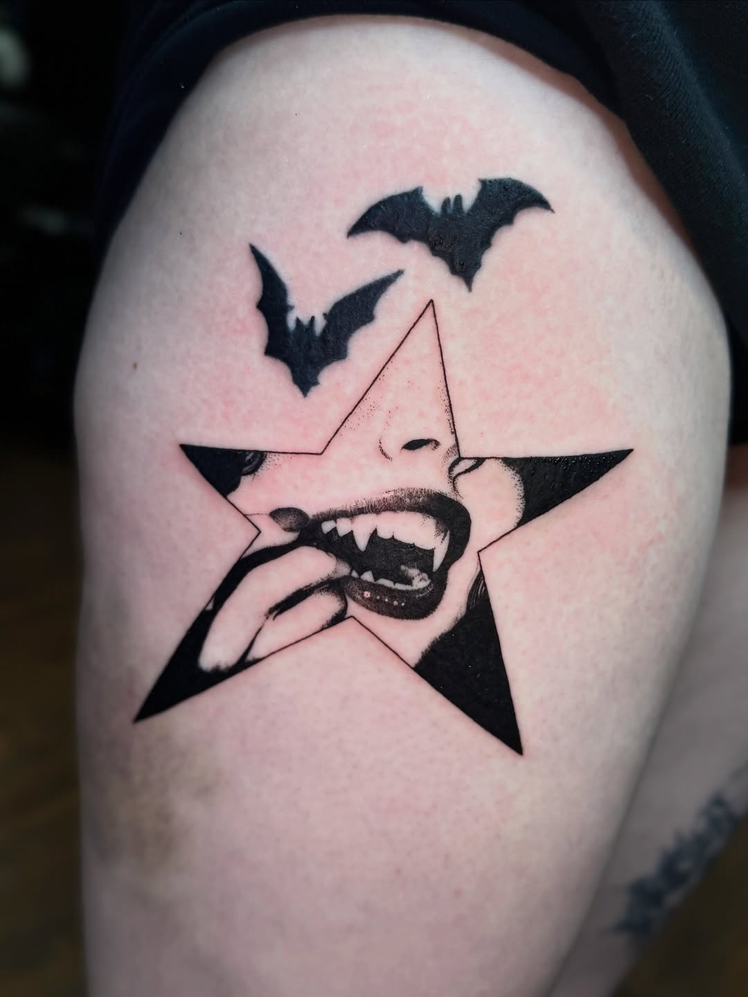 Tattoo by @taylor.inks — blackwork, illustrative