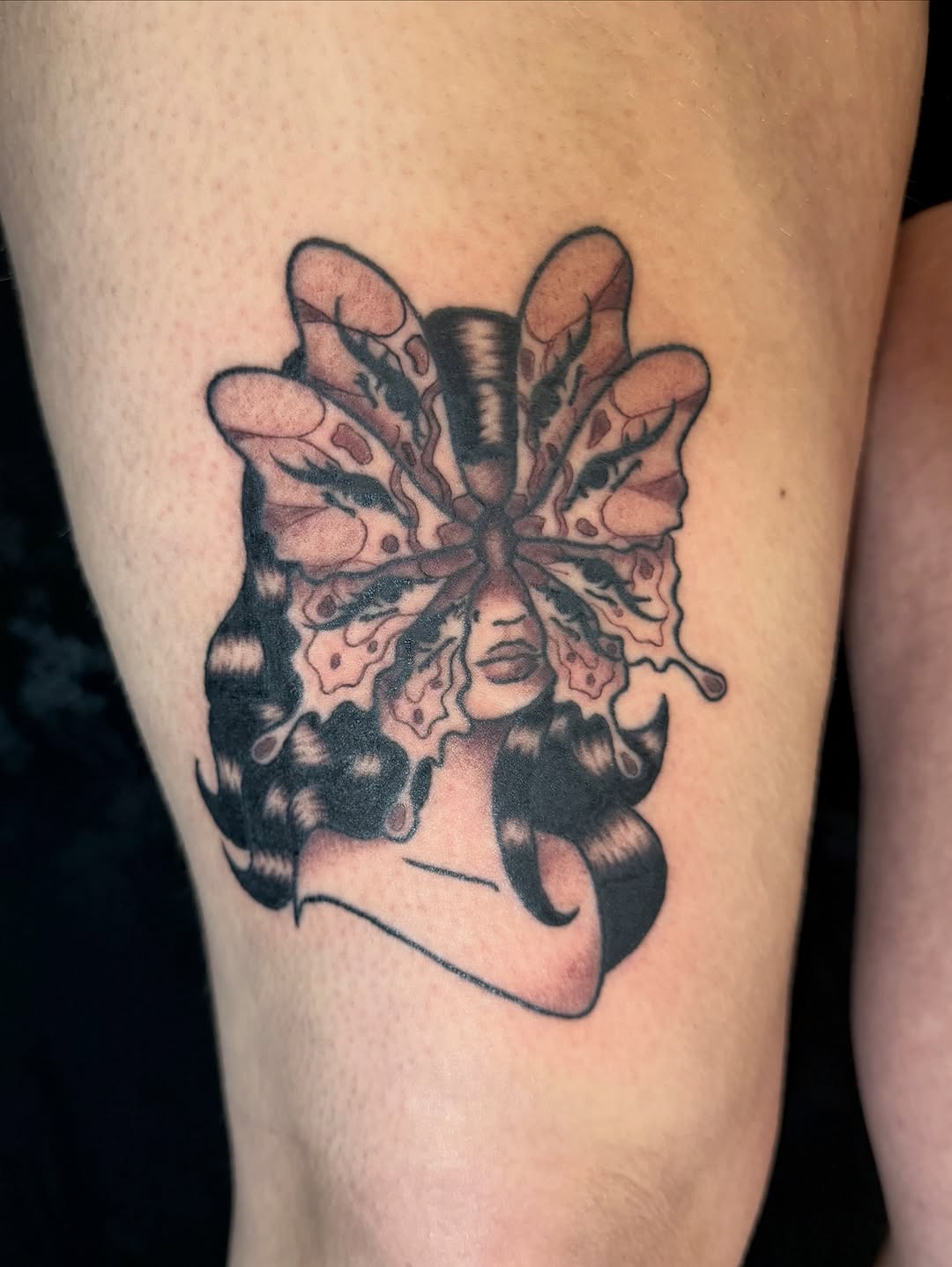Tattoo by @gothcat.ink β neo_traditional, black_and_grey