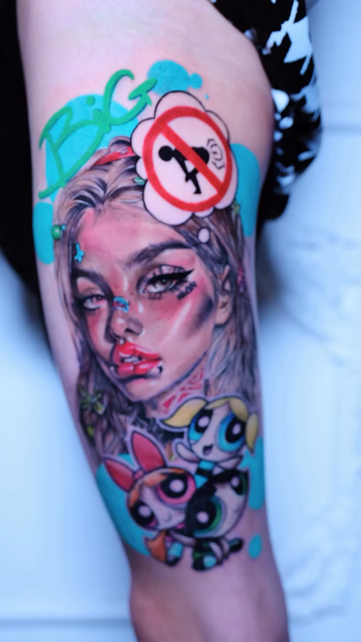 Tattoo by @yoshi.theink β new_school, trash_polka