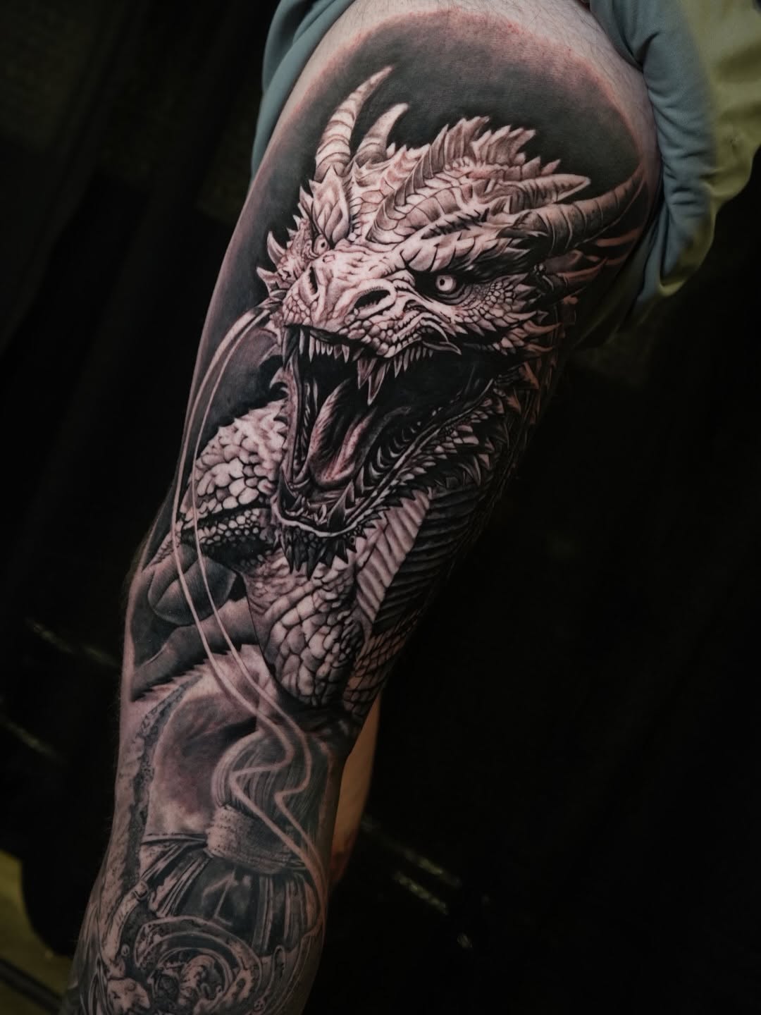 Tattoo by @s0phia_tattoos — realism, black_and_grey