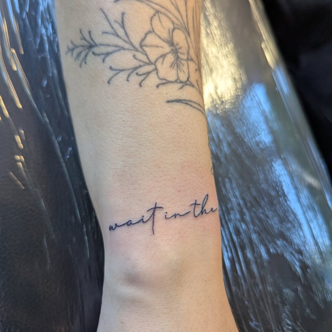 Tattoo by @bellab.tattoo — lettering_script, fine_line