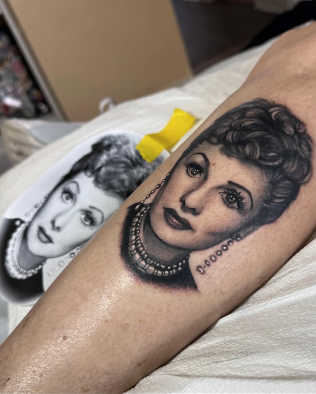 Tattoo by @jenbeantattoos โ realism, black_and_grey