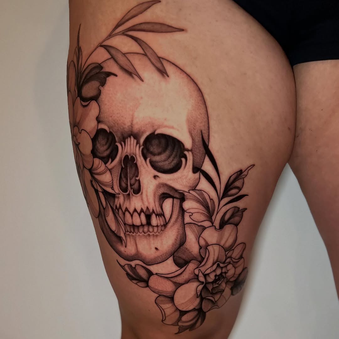Tattoo by @ohmydarlingtattoos — black_and_grey, realism