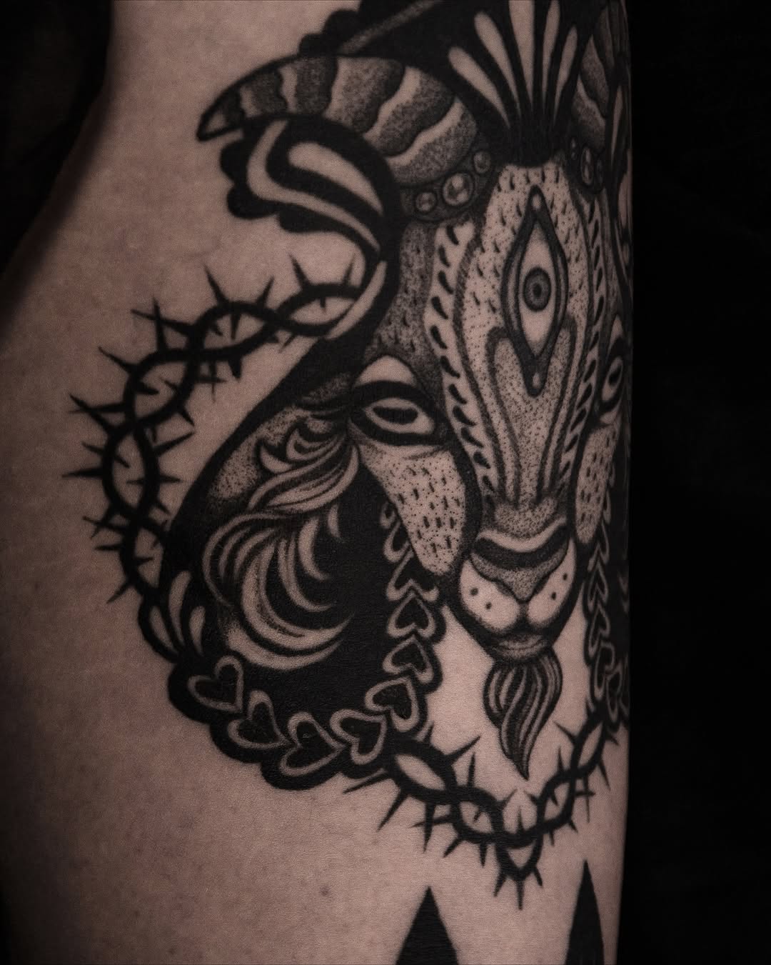Tattoo by @kikimora.tattoo — black_and_grey, ornamental