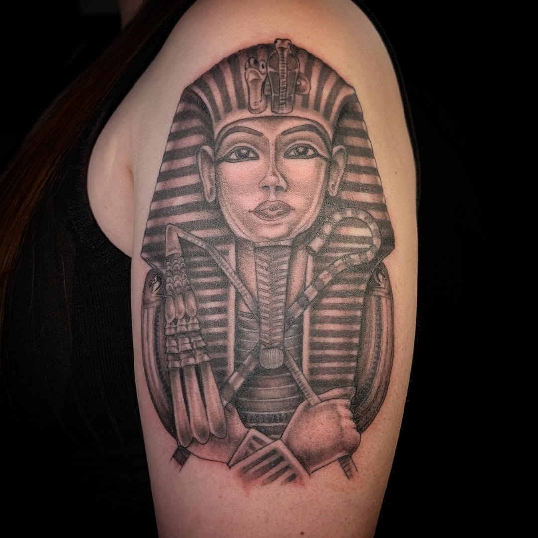 Tattoo by @cabinfevertattoo โ realism, black_and_grey