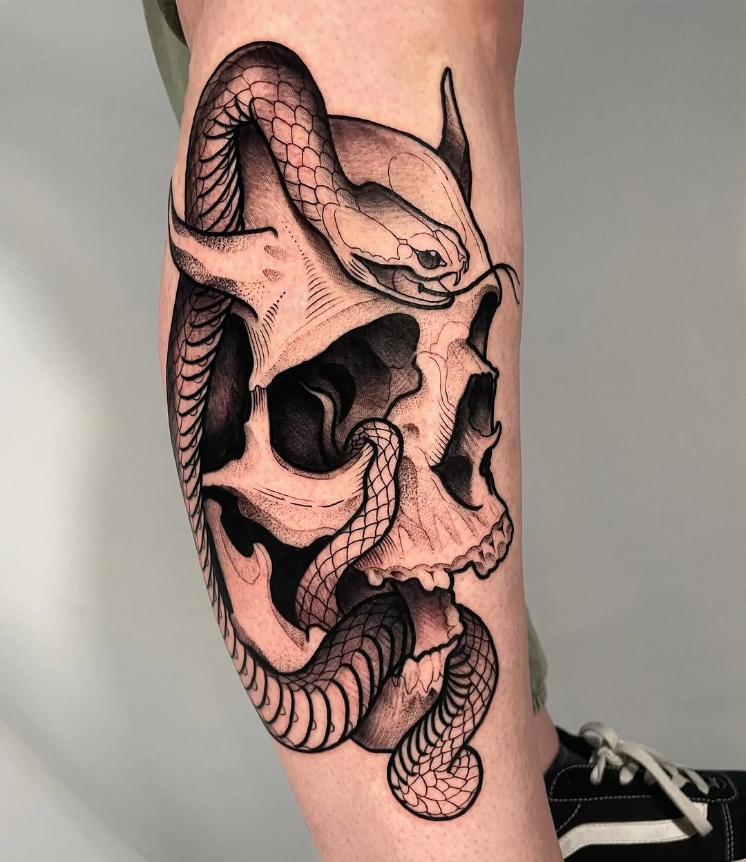 Tattoo by @doublescribbles — black_and_grey, realism