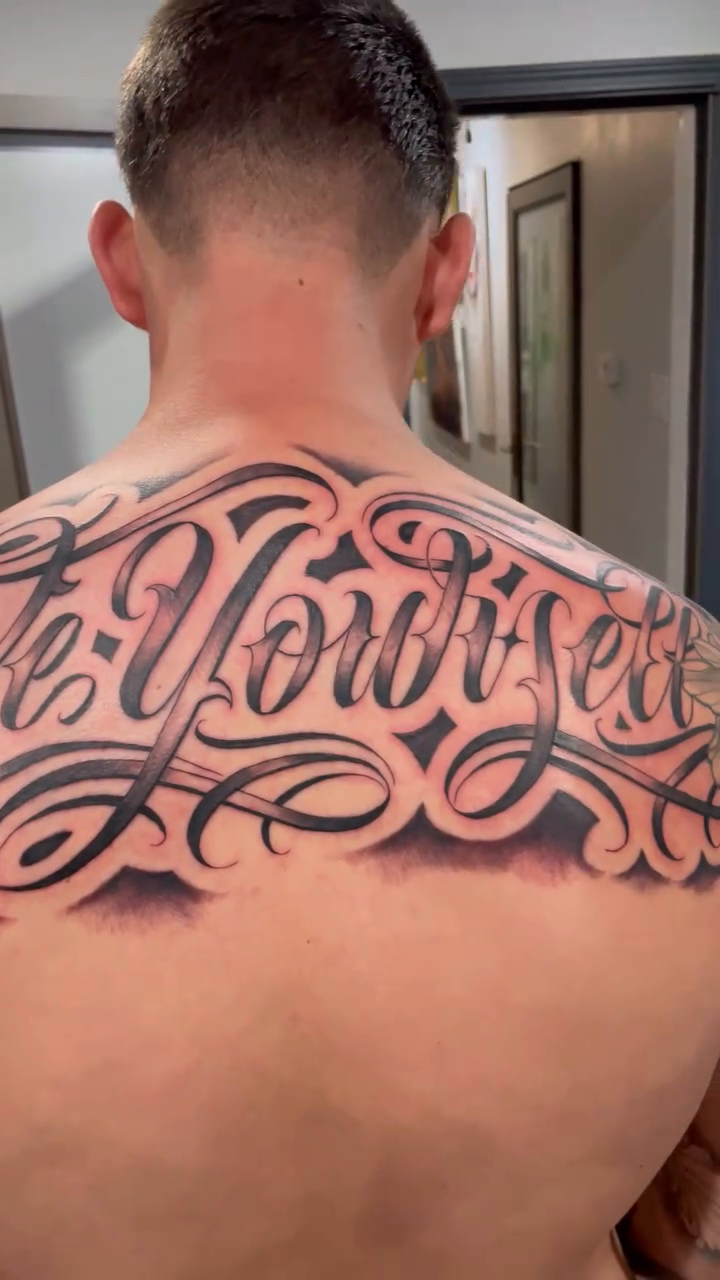 Tattoo by @bohemianblake — lettering_script, black_and_grey