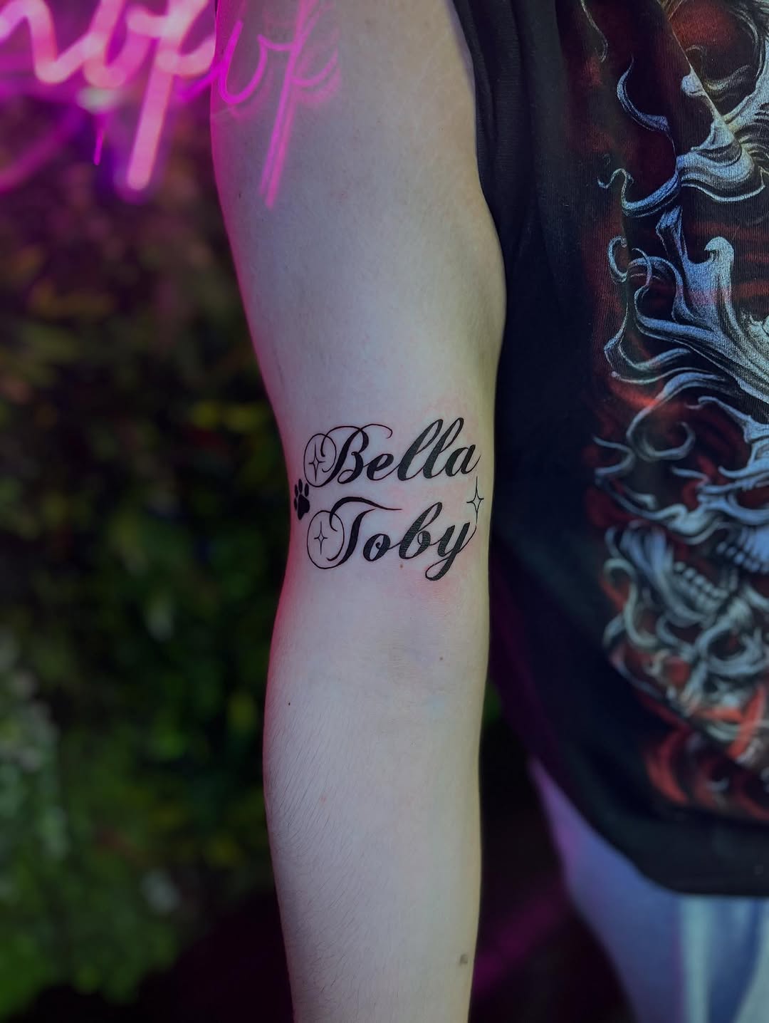 Tattoo by @leftnito โ lettering_script, fine_line