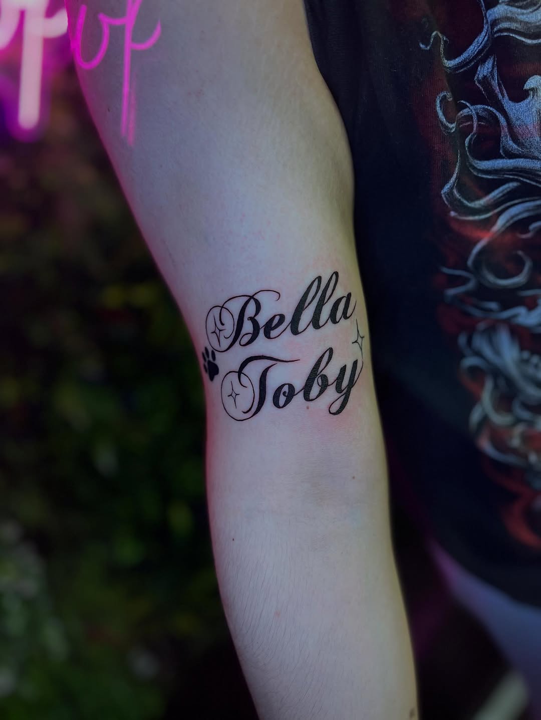 Tattoo by @leftnito โ lettering_script, fine_line