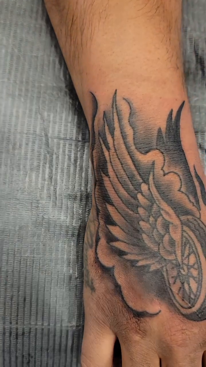 Tattoo by @painforsaletattooing_ — black_and_grey, realism