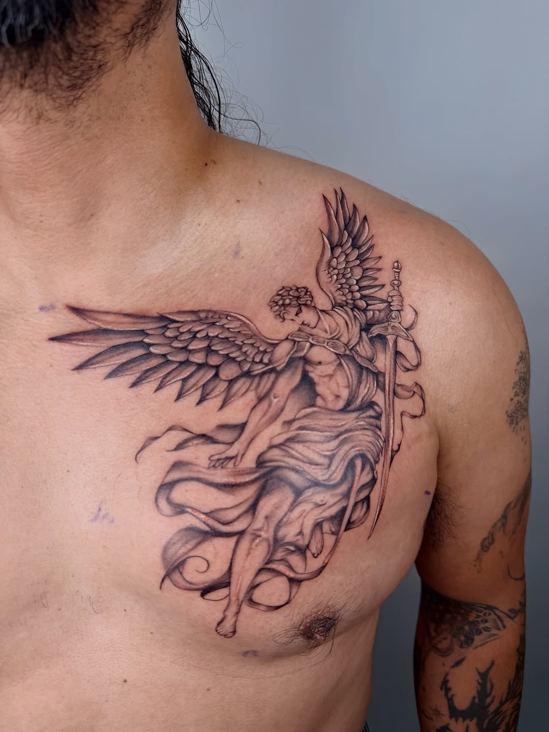 Tattoo by @bellaskytattoos — realism, black_and_grey