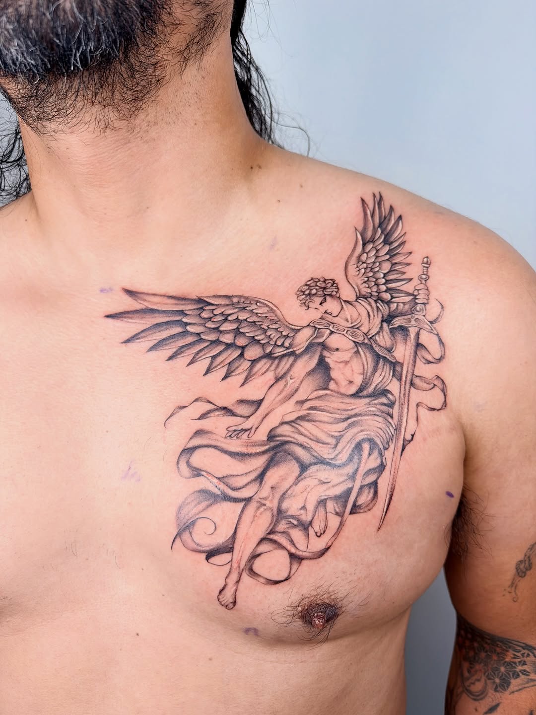Tattoo by @bellaskytattoos — realism, black_and_grey