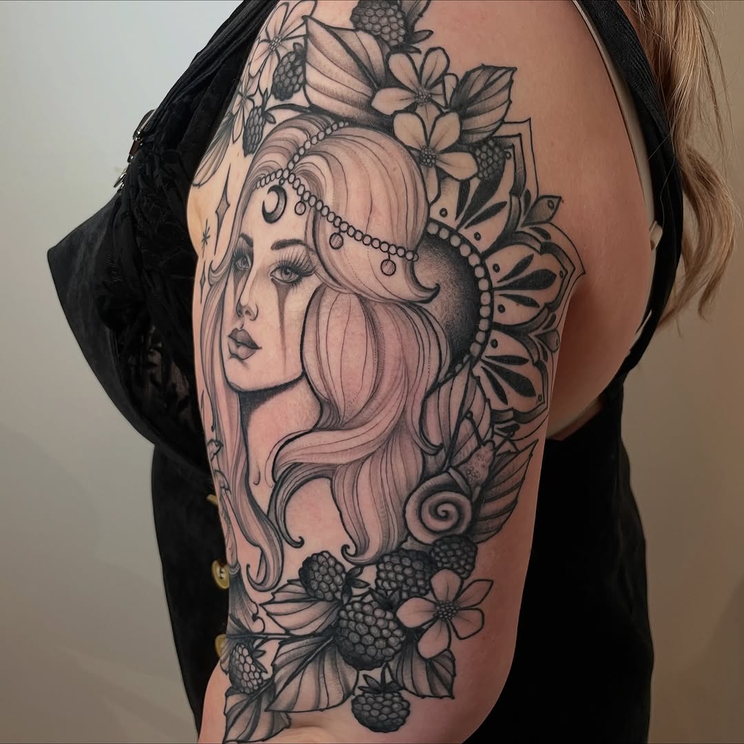 Tattoo by @catharina.brenner.tattoo — black_and_grey, ornamental