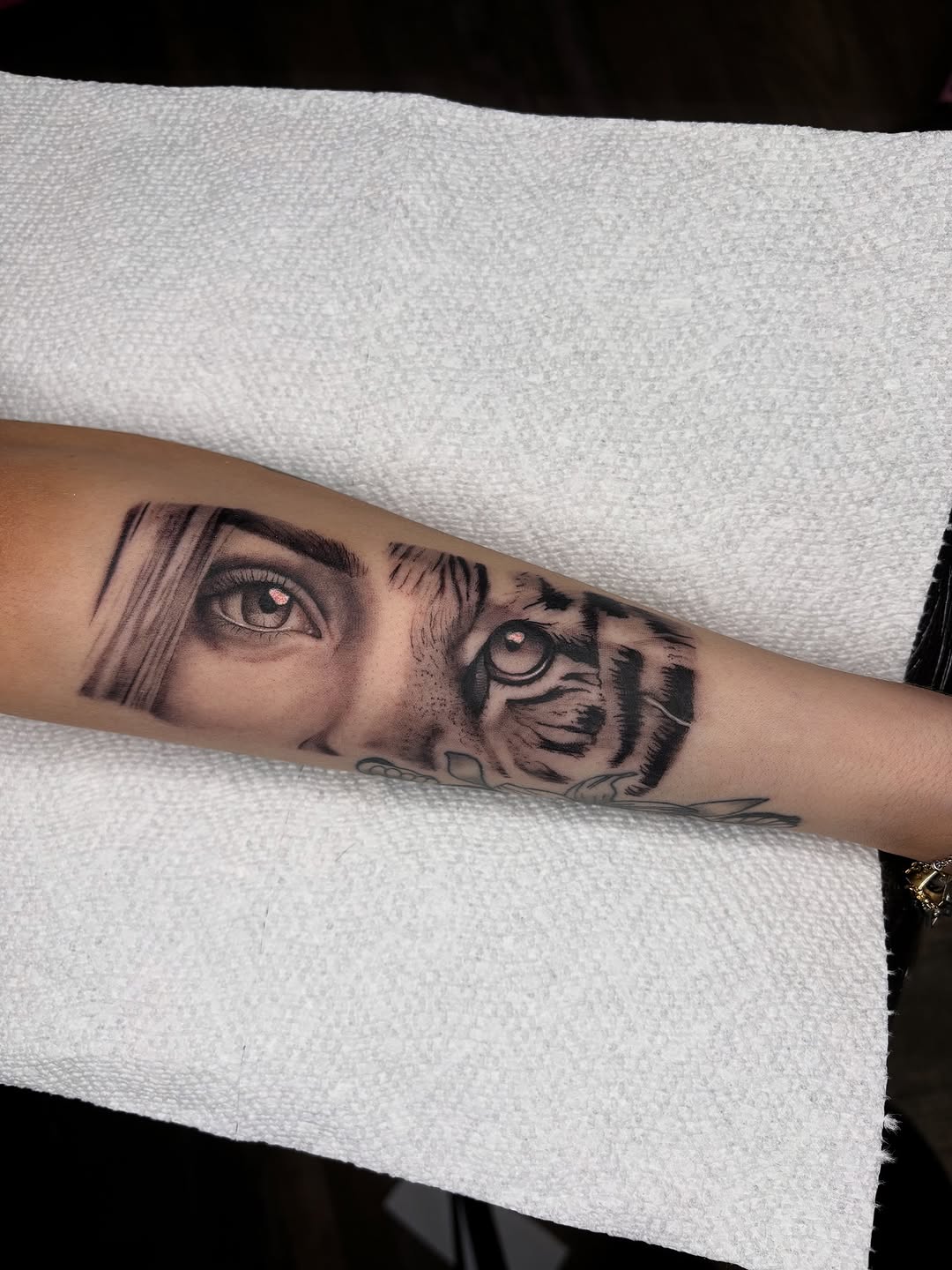 Tattoo by @kyshae.tattoos — realism, black_and_grey