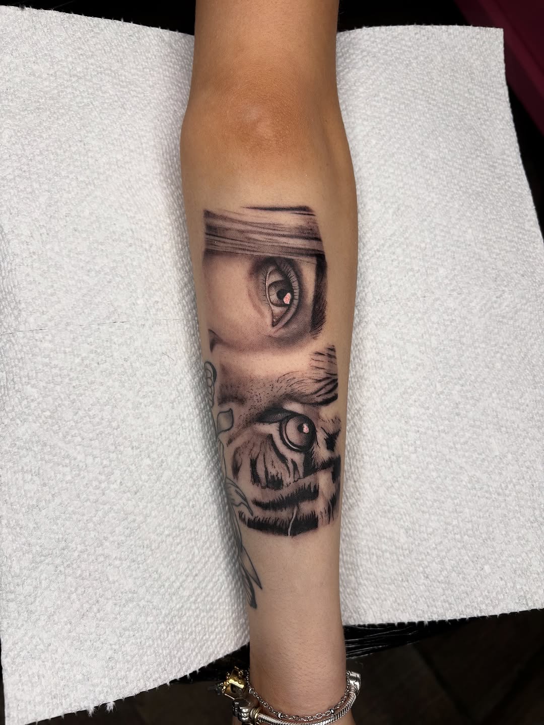 Tattoo by @kyshae.tattoos — realism, black_and_grey
