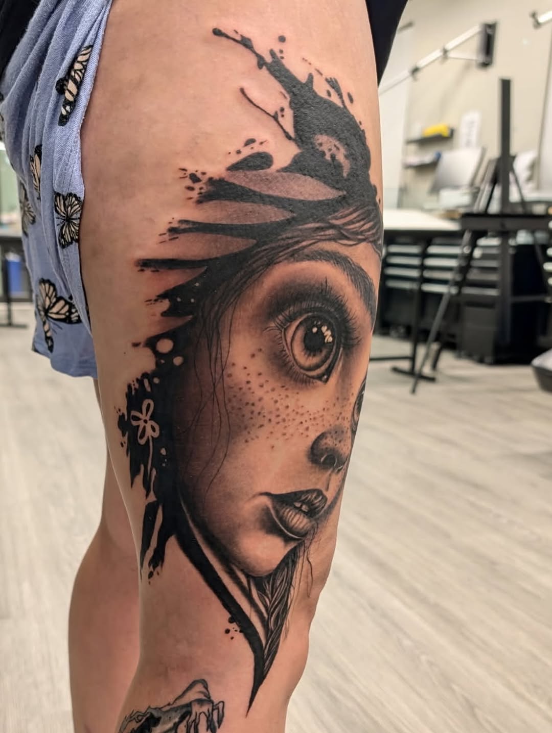 Tattoo by @fishbonestattoo — realism, black_and_grey