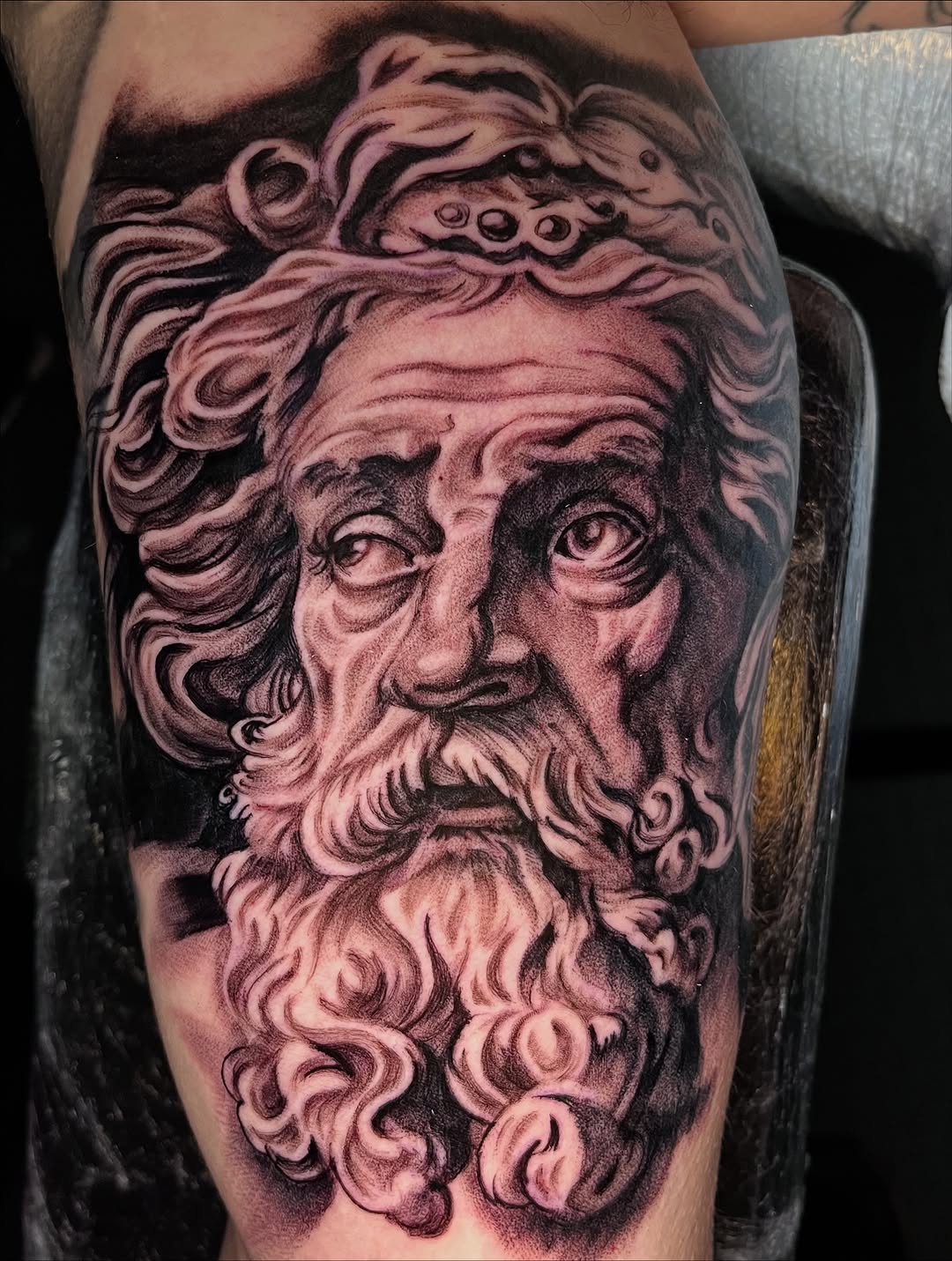 Tattoo by @zurdtauroink — realism, black_and_grey