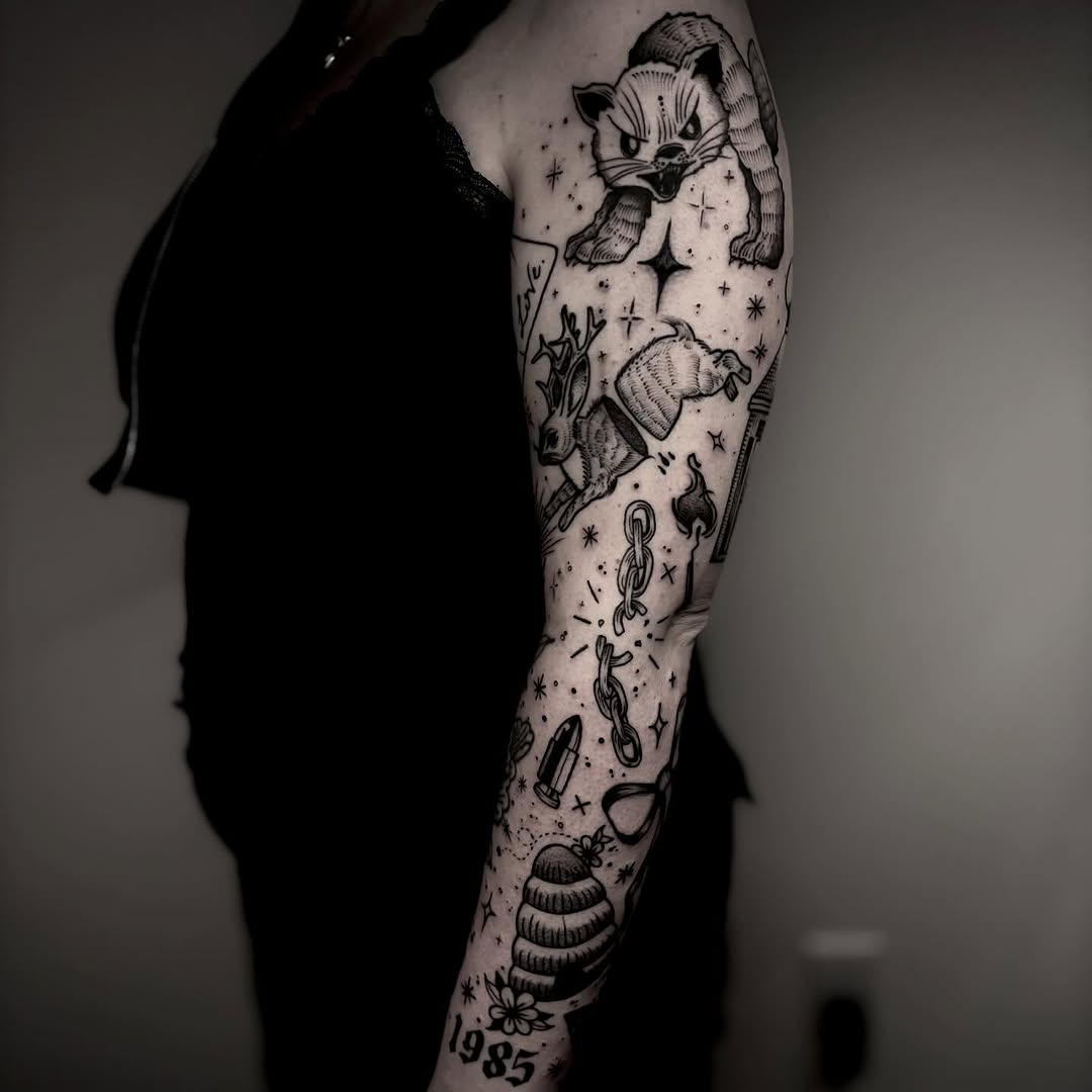 Tattoo by @taylornicoletattoos — illustrative, blackwork