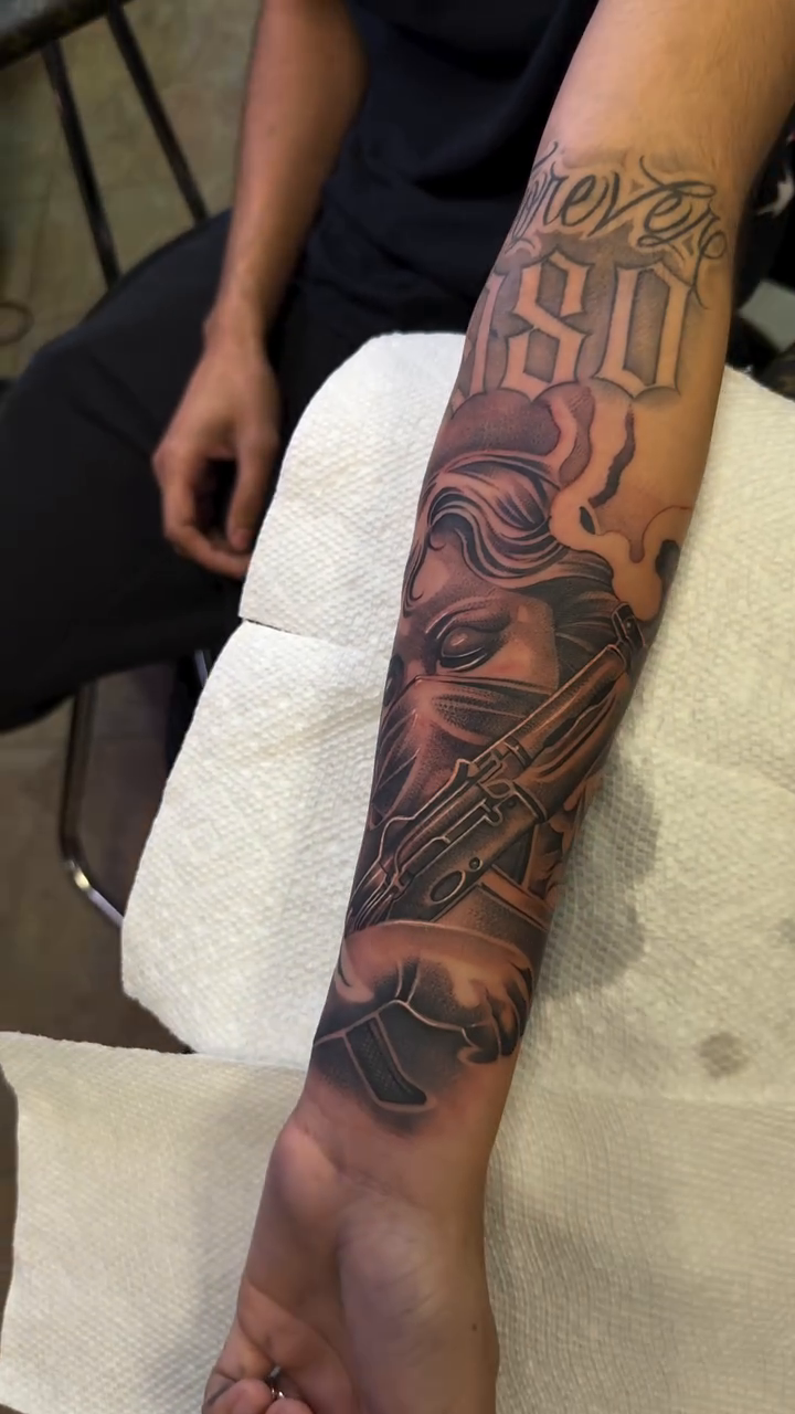 Tattoo by @chris_tattoo87 — chicano, black_and_grey