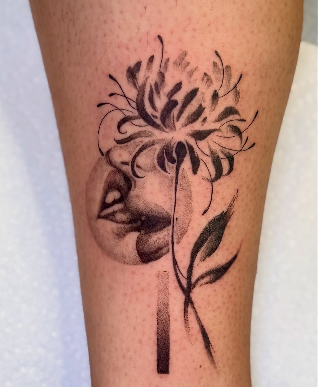 Tattoo by @honeyclare.ink — black_and_grey, fine_line