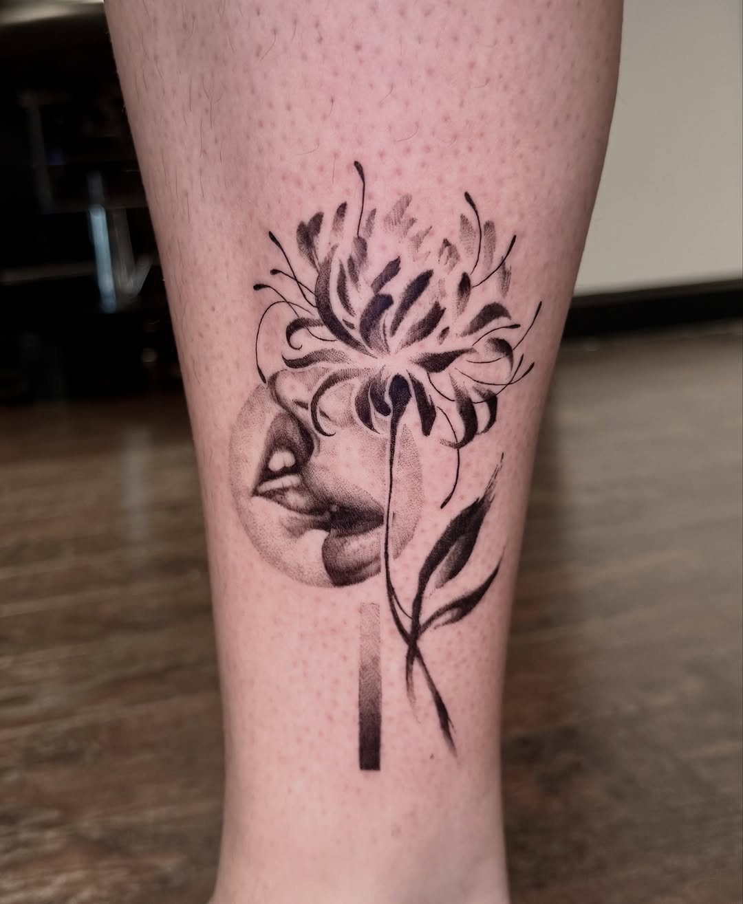 Tattoo by @honeyclare.ink — black_and_grey, realism