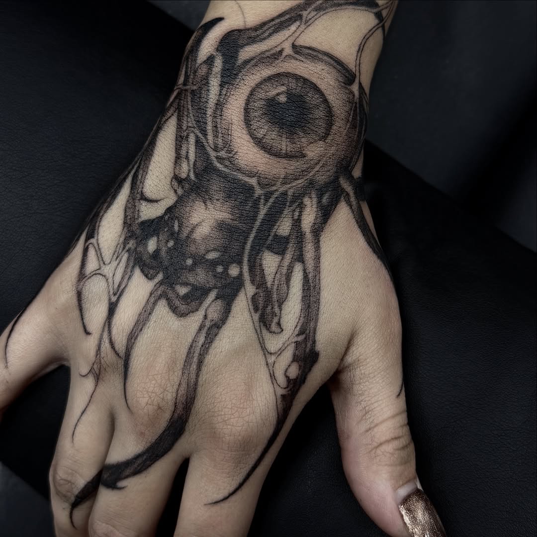 Tattoo by @grimsaintt — black_and_grey, dark_realism