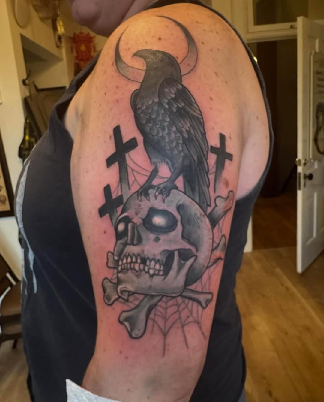 Tattoo by @jaded.matt — black_and_grey, dark_realism