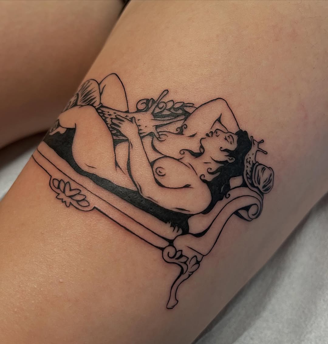 Tattoo by @velvet.snails — blackwork