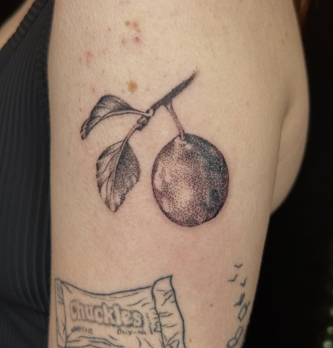 Tattoo by @velvet.snails — dotwork, black_and_grey