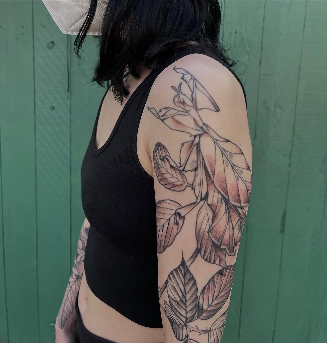 Tattoo by @velvet.snails — dotwork, black_and_grey
