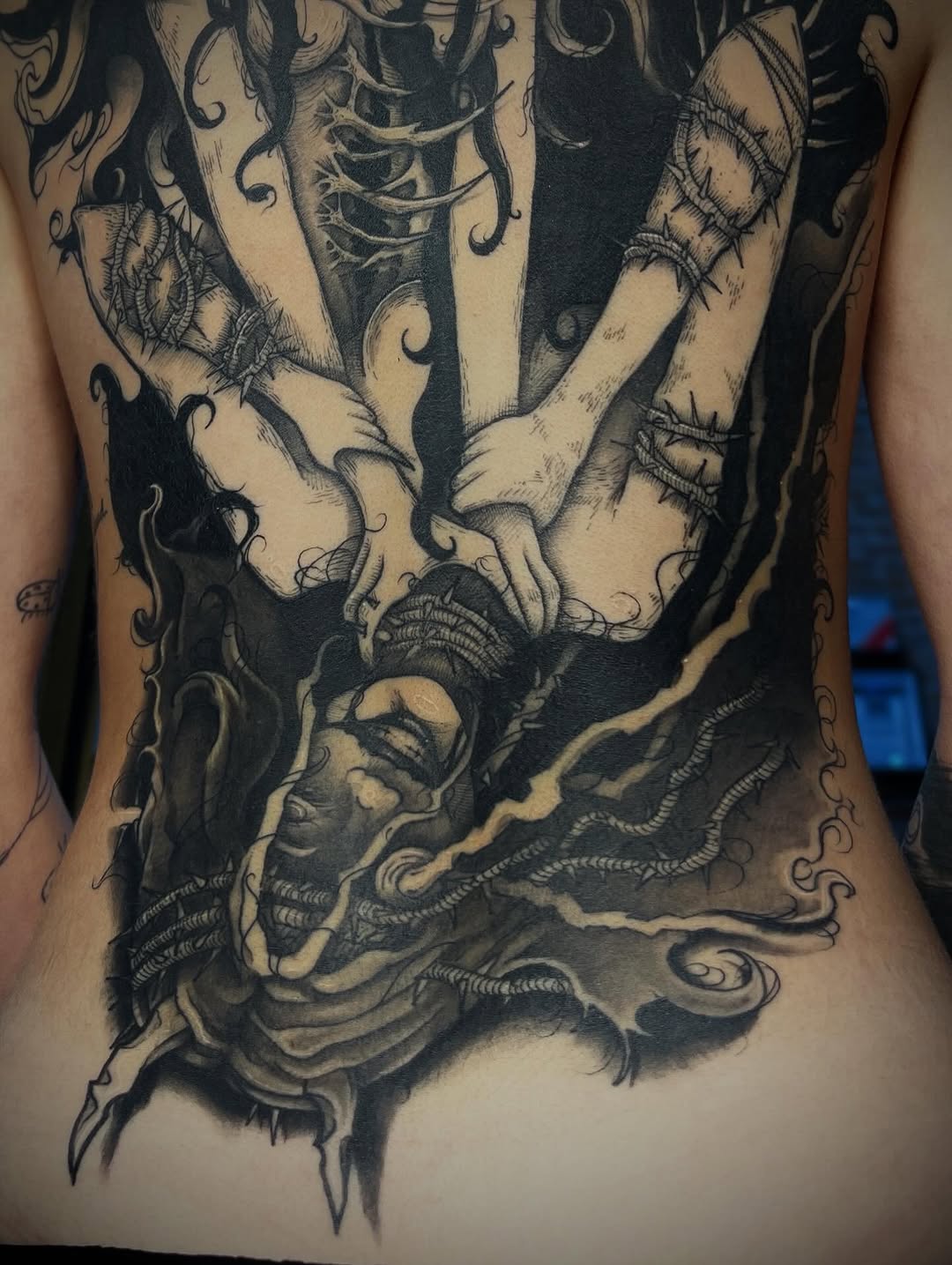 Tattoo by @et._.go._.tattoo — dark_realism, blackwork