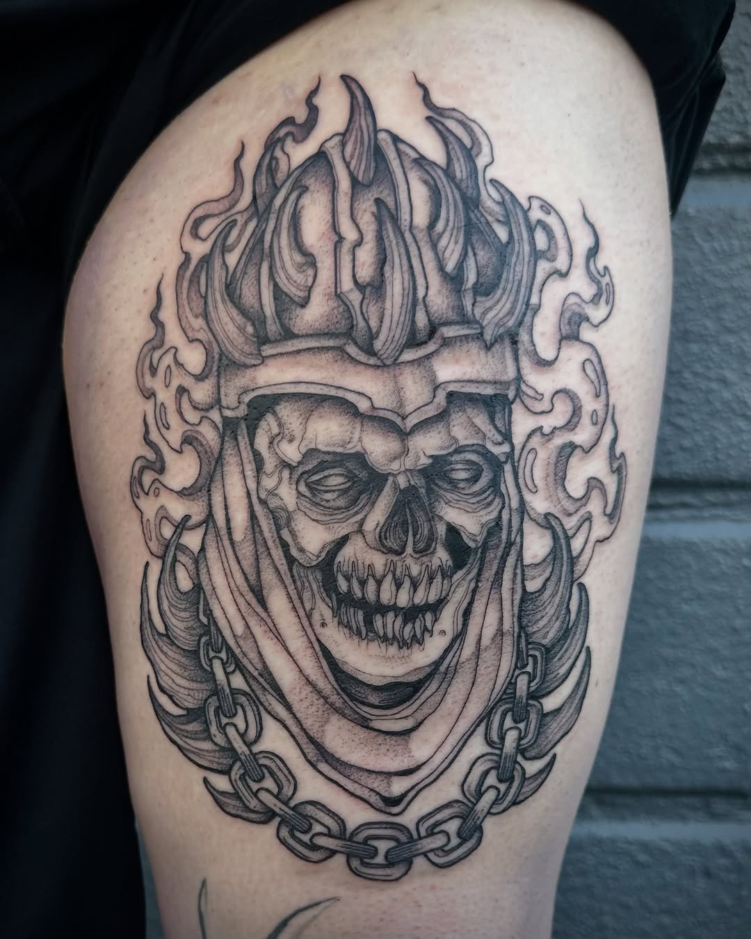 Tattoo by @racheltruskotattoos β dark_realism, black_and_grey