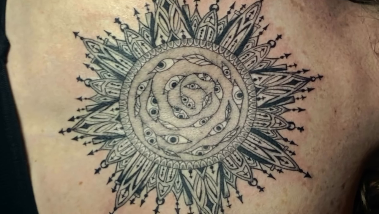 Tattoo by @cherryjaneink — dotwork, geometric