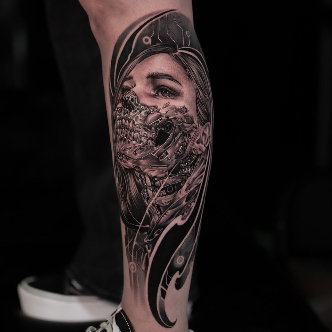 Tattoo by @andretattoostx โ realism, black_and_grey