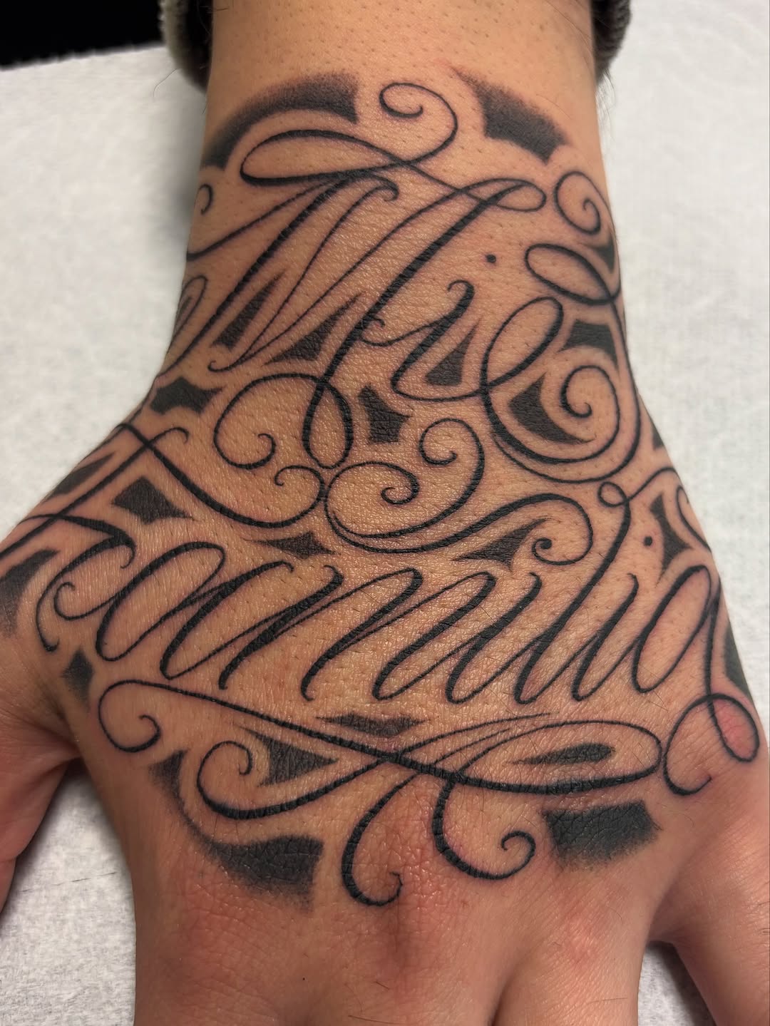 Tattoo by @t4no_one — lettering_script, chicano