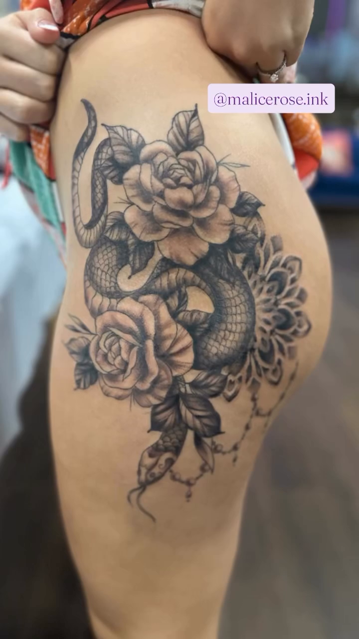 Tattoo by @malicerose.ink — black_and_grey, realism