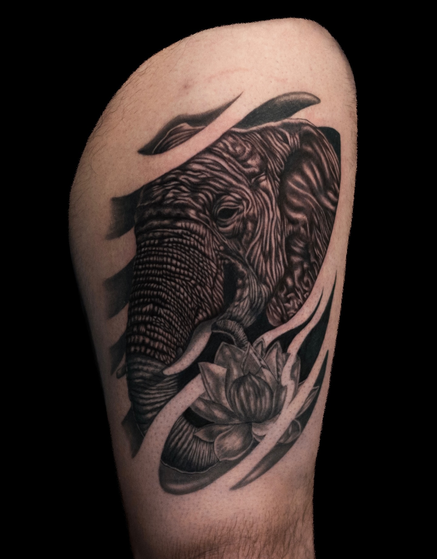Tattoo by @wenghiskhan_tattoos — realism, black_and_grey