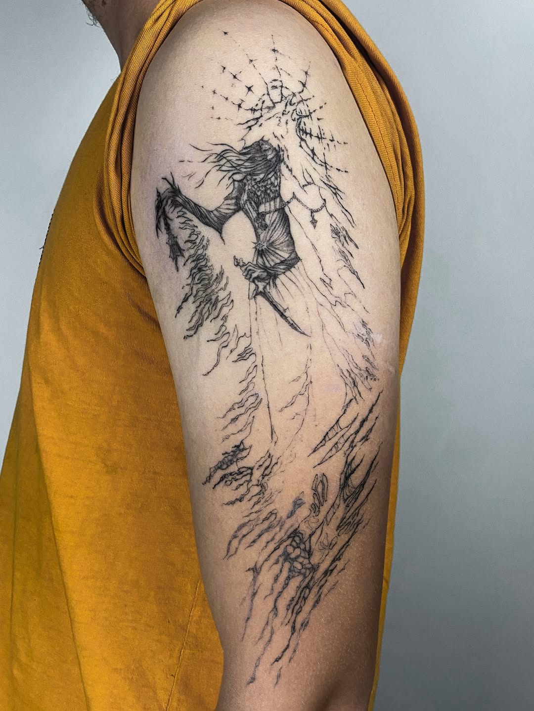 Tattoo by @bloodwork.ink — illustrative, sketch