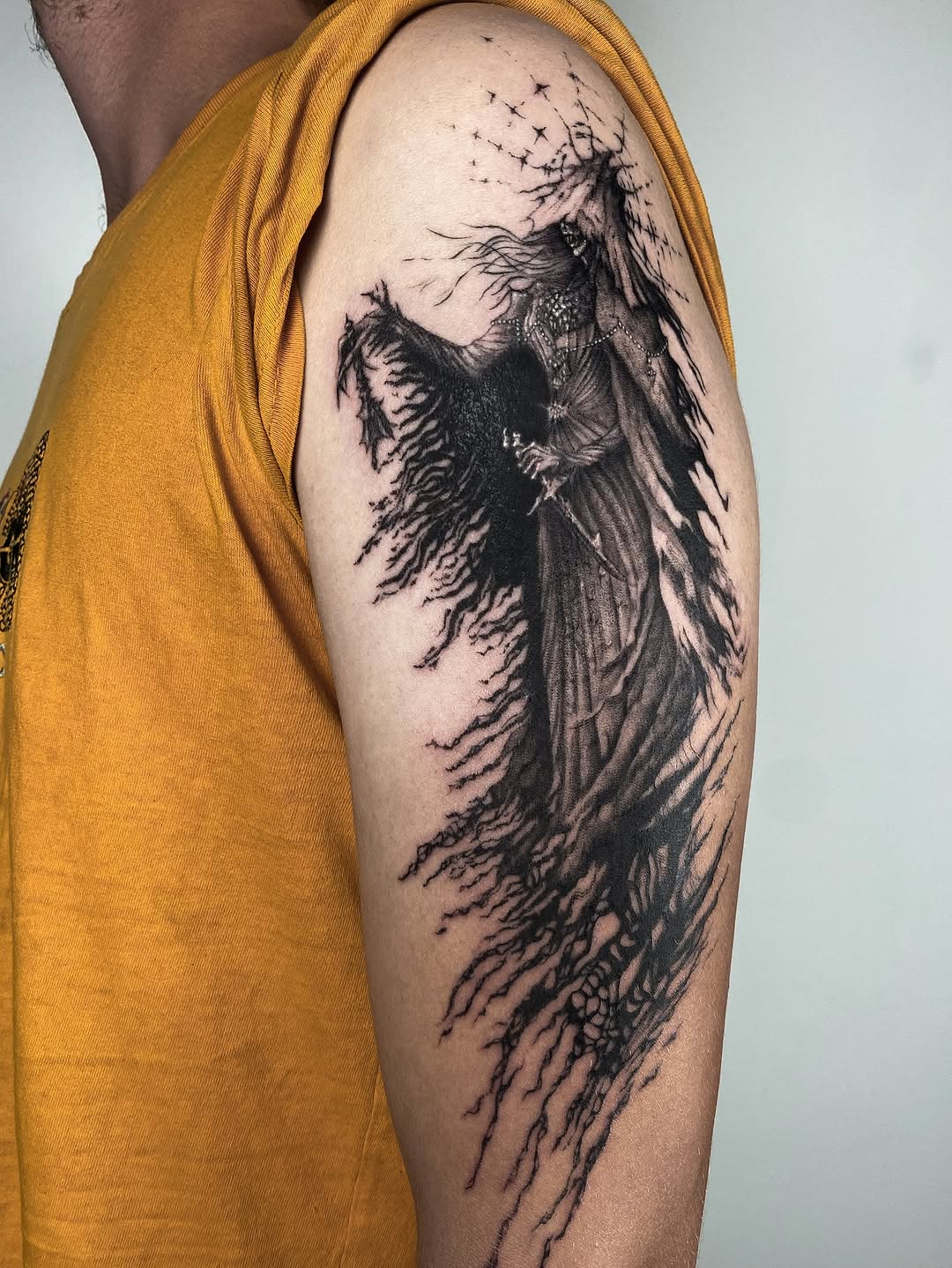 Tattoo by @bloodwork.ink — dark_realism, black_and_grey