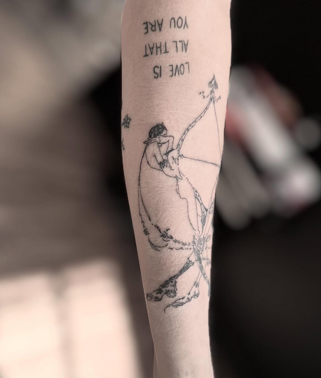 Tattoo by @jabbeytattoo — lettering_script, illustrative