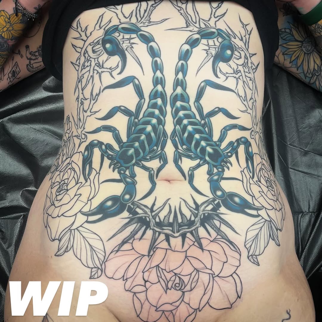 Tattoo by @electric.gator — black_and_grey, neo_traditional