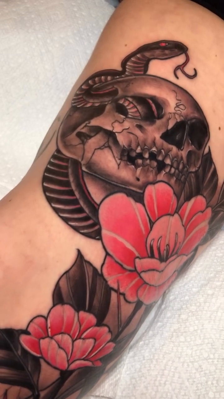 Tattoo by @melissabtattoos — american_traditional, black_and_grey