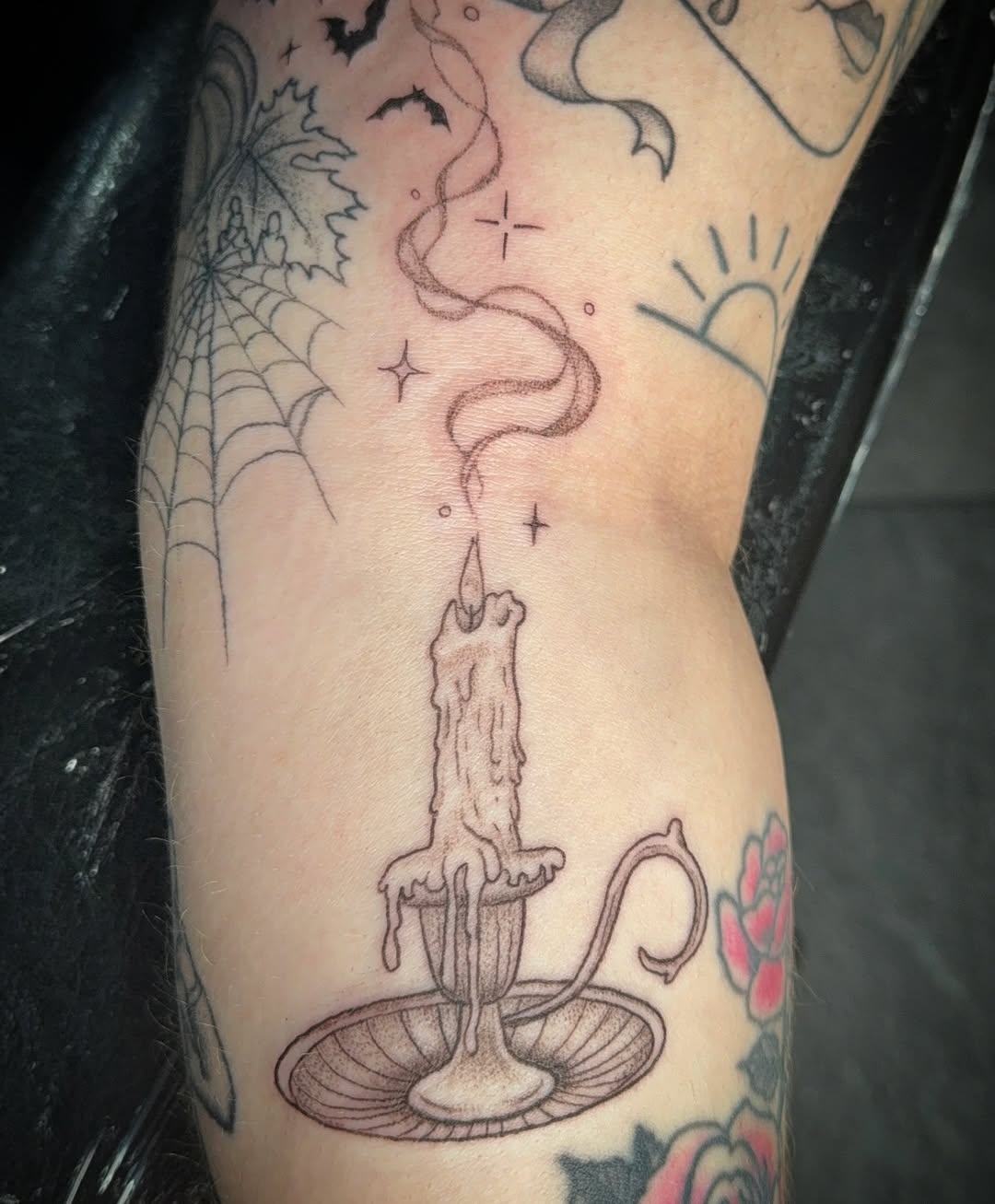 Tattoo by @tinarosetattoos — illustrative, black_and_grey